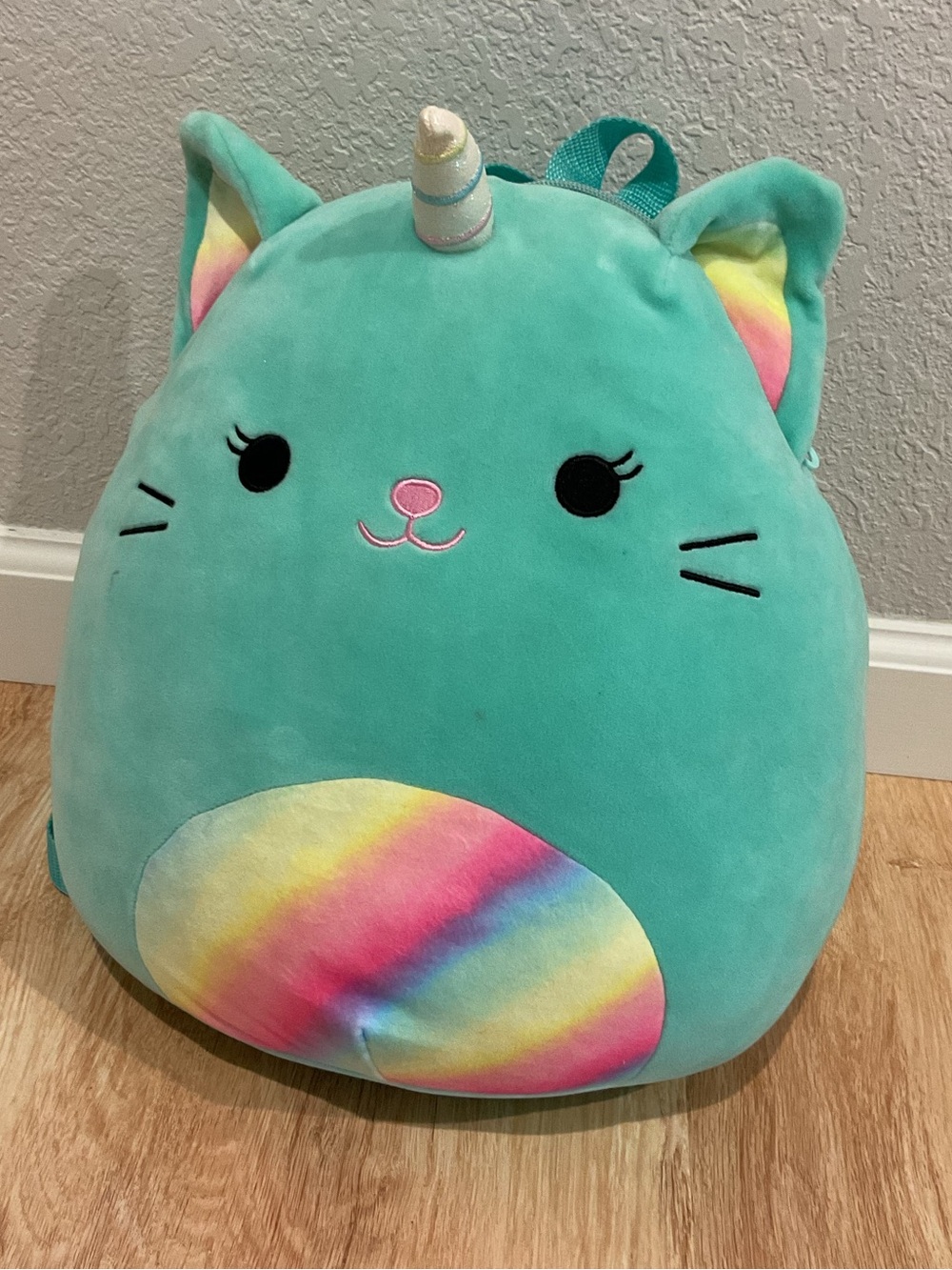 Squishmallows Nicole the caticorn plush backpack zipper adjustable straps school